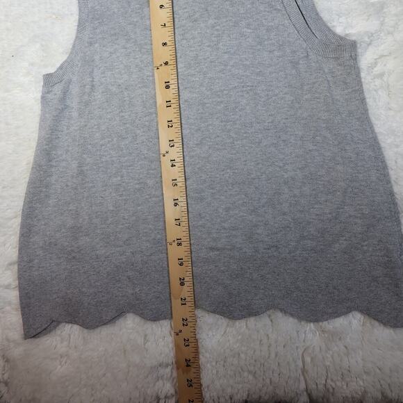 Banana Republic Knit Shell Top Sleeveless Crew Neck Scallop Hem Sweater M - Picture 10 of 11